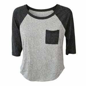 Free Kisses Raglan Baseball Tee Size Small Gray Pocket Top